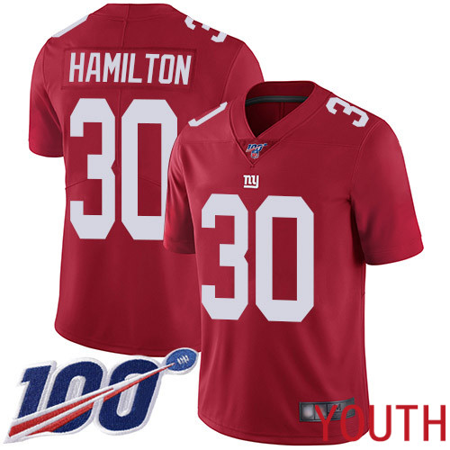 Youth New York Giants 30 Antonio Hamilton Red Limited Red Inverted Legend 100th Season Football NFL Jersey